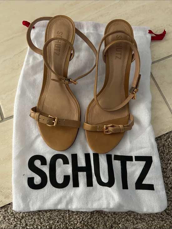 SCHUTZ Shoes - SCHUTZ Tan Leather Strappy Heeled Sandals